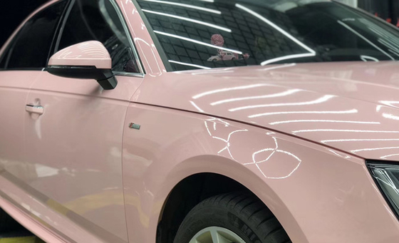 Acryl basierte klebenden Vinylfilm-Verpackungs-Hochglanz Cherry Blossom Pink Car Wrap