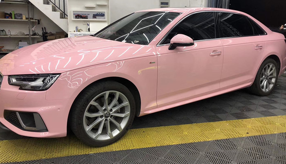 Acryl basierte klebenden Vinylfilm-Verpackungs-Hochglanz Cherry Blossom Pink Car Wrap